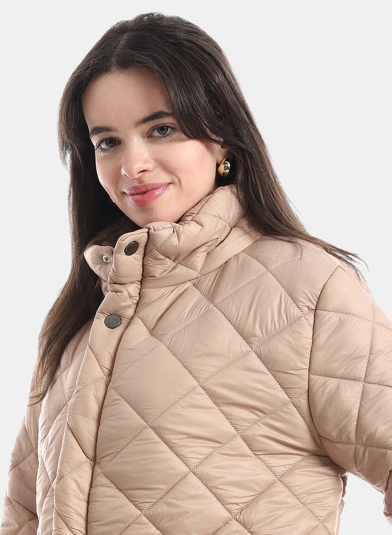 Andora Quilted Puffer Jacket_Beige - Image 4